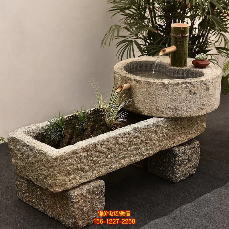 舊石槽老石缸青石石槽魚缸石頭花盆陽臺水景竹子流水圓形養(yǎng)荷花池 舊石槽老石缸青石石槽魚缸石頭花盆陽臺水景竹子流水圓形養(yǎng)荷花池
