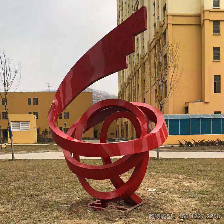 不銹鋼抽象紅色飄帶雕塑 在風(fēng)中舞動宛如歡快的音符 不銹鋼抽象紅色飄帶雕塑 在風(fēng)中舞動宛如歡快的音符